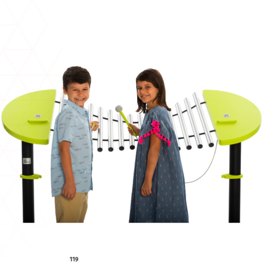 The marimba is a musical instrument in the idiophone family with two identical mirrored scales.