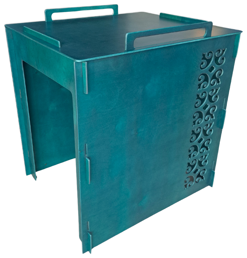 The Dunorm birch Litter-Robot cover in teal