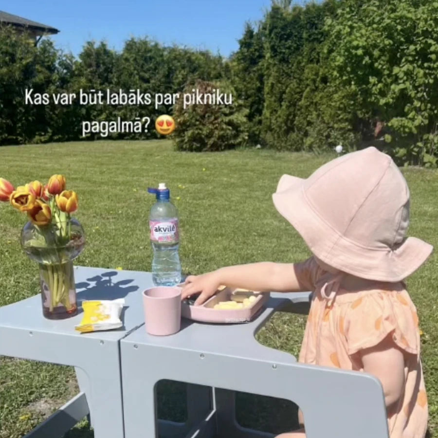 Lunch outside on the play table
