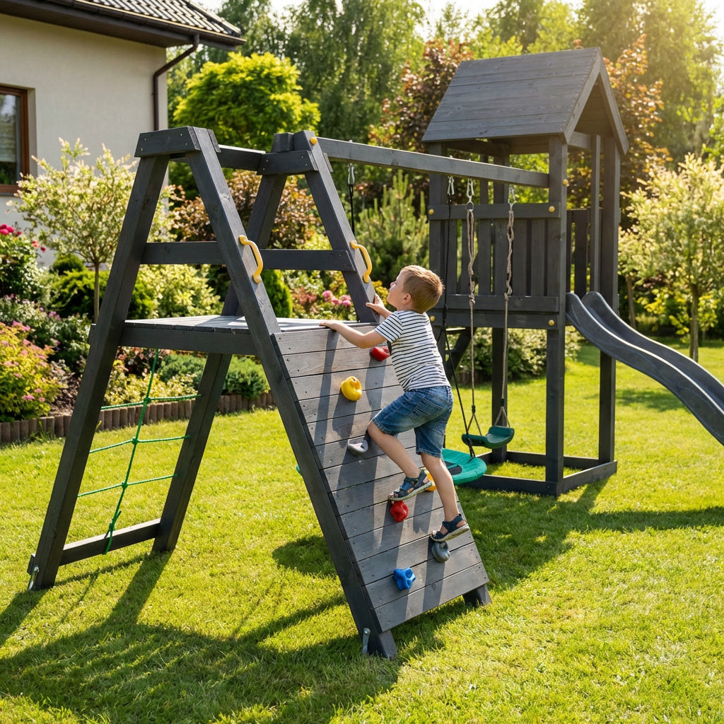 Bērnu rotaļu laukums ar aktivitāšu moduli