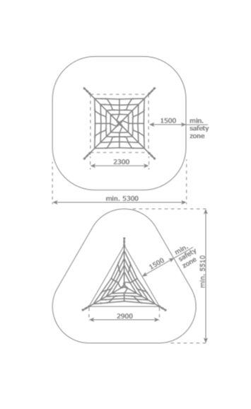 Armed rope pyramid net - 2,0 m