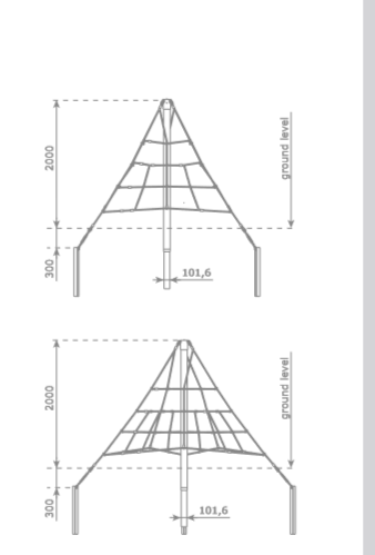 Armed rope pyramid net - 2,0 m