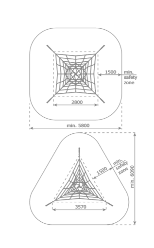 Armed rope pyramid net - 2,7 m