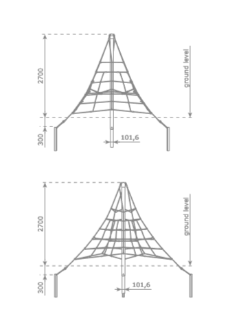 Armed rope pyramid net - 2,7 m