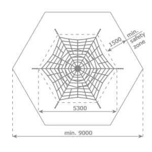 Armed rope pyramid net - 3.5 m