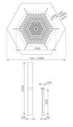 Armed rope pyramid net - 5 m