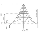 Armed rope pyramid net - 5 m