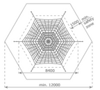 Armed rope pyramid net - 5.5 m