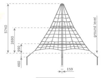 Armed rope pyramid net - 5.5 m