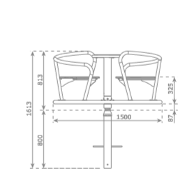 Carousel VIENTO, stainless steel & wooden panels