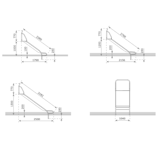 Stainless steel slide ‘Stur’ - width 1000mm
