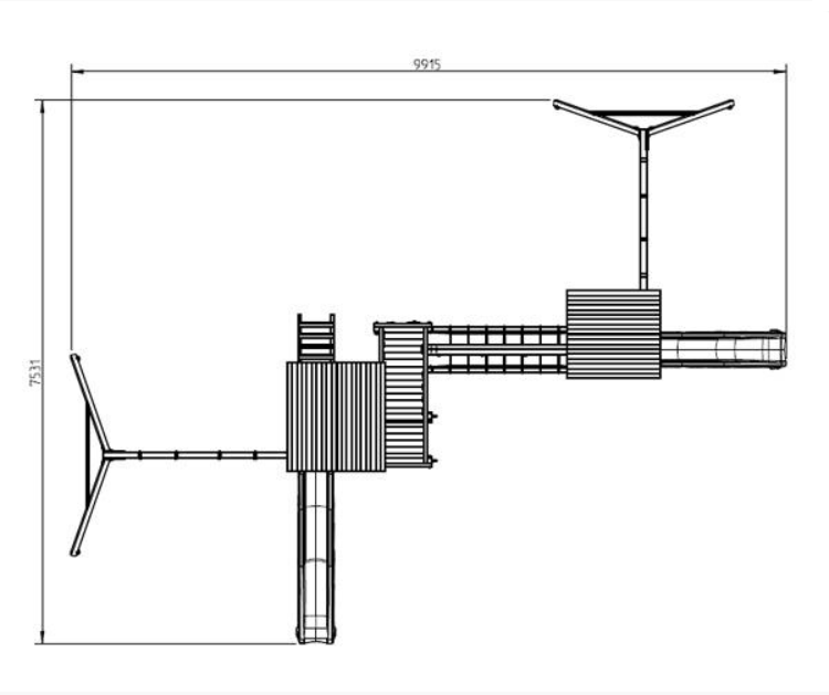 Rotaļu laukums Penthouse + Kiosks + 2 šūpoļu moduli + tilts Dunorm