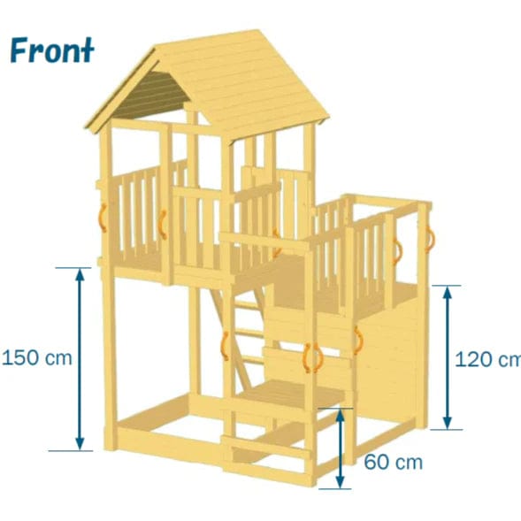 Rotaļu laukums Penthouse + Kiosks + 2 šūpoļu moduli + tilts Dunorm