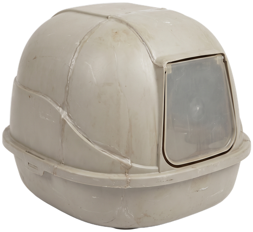 A cheap molded plastic litter hood