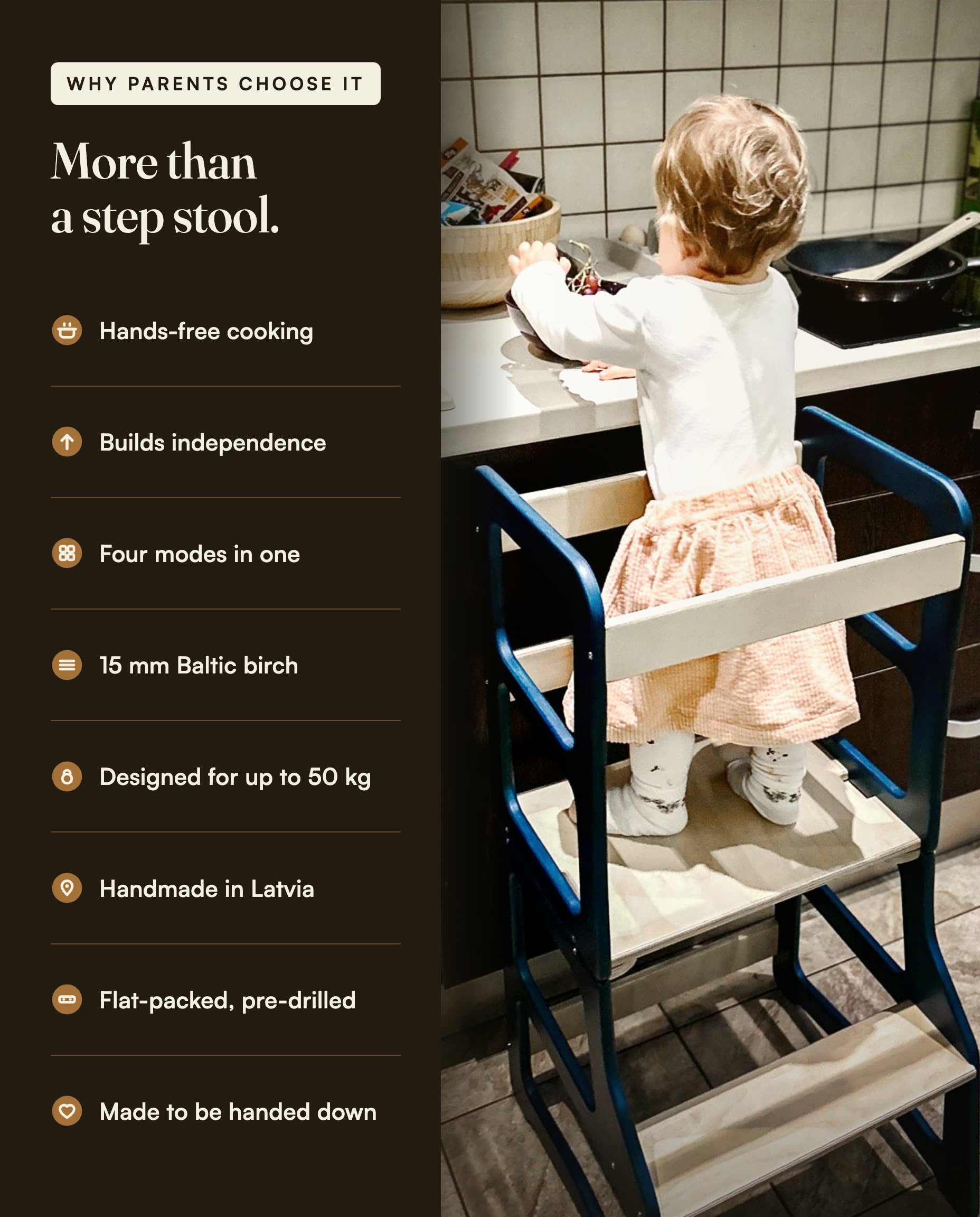 Why parents choose it: hands-free cooking, four modes, Baltic birch