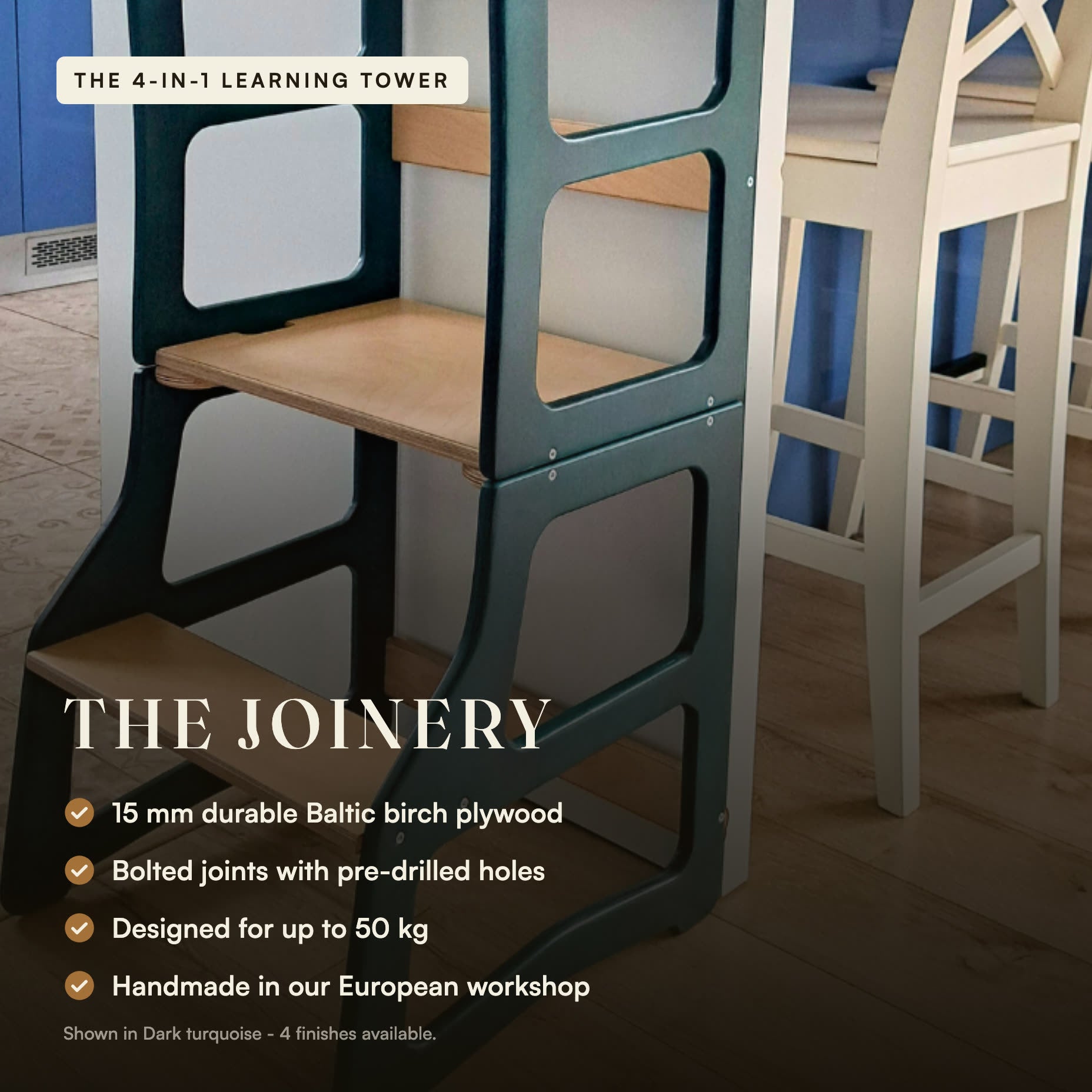 The joinery up close: bolted through pre-drilled holes