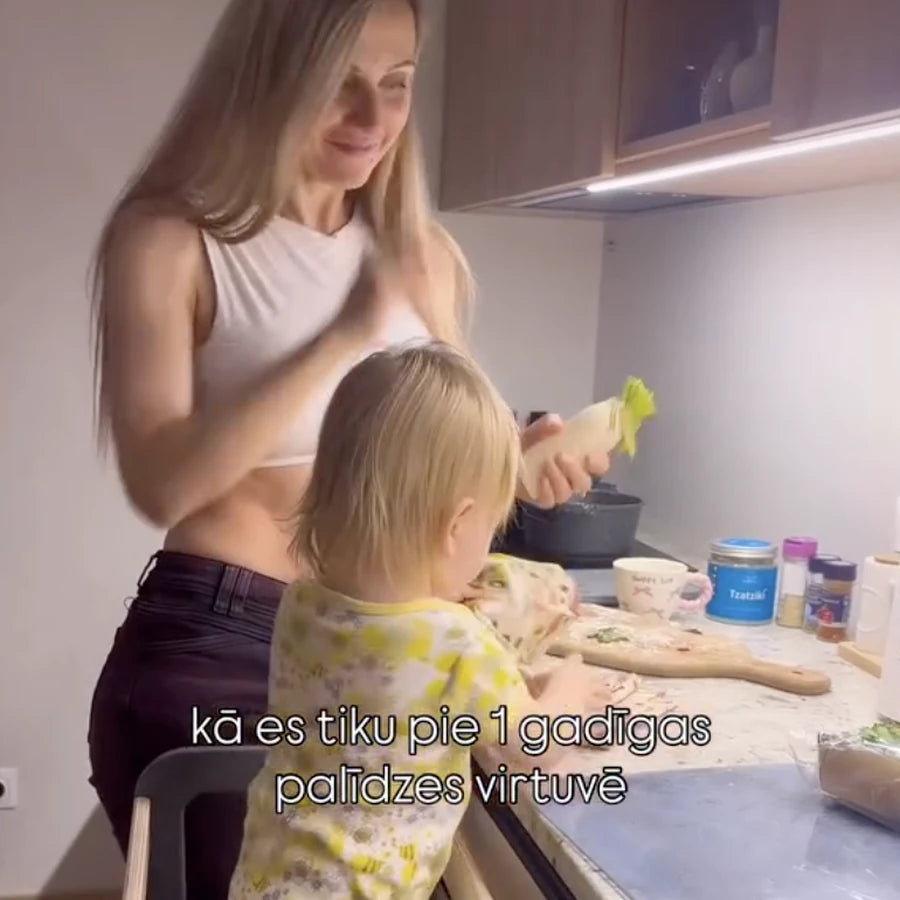 Cooking together at counter height
