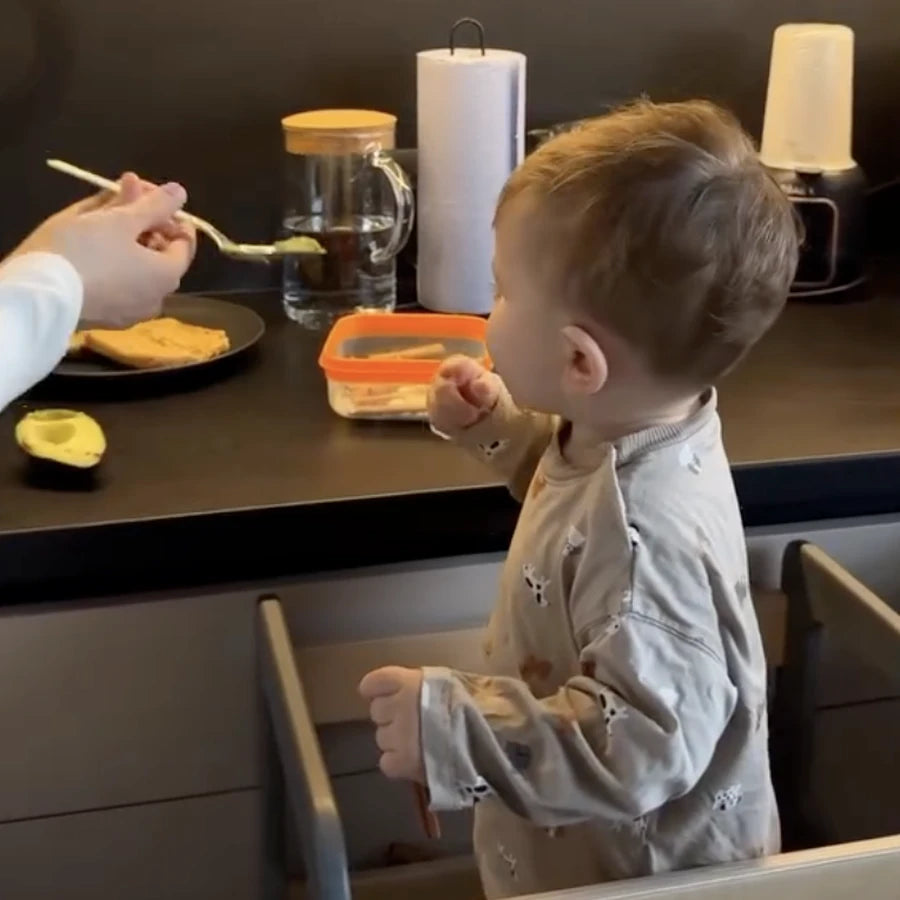 Breakfast together at counter height